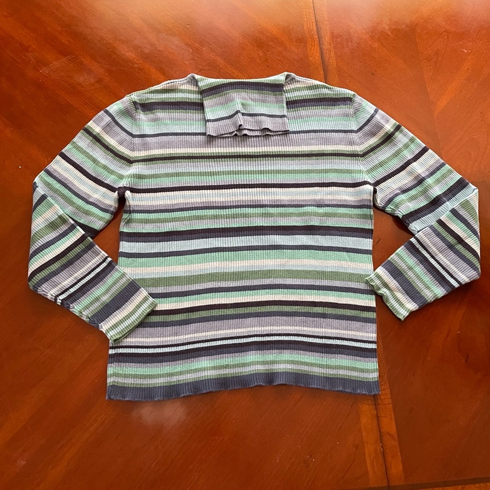 Relativity Striped Knit Sweater in Green & Blue